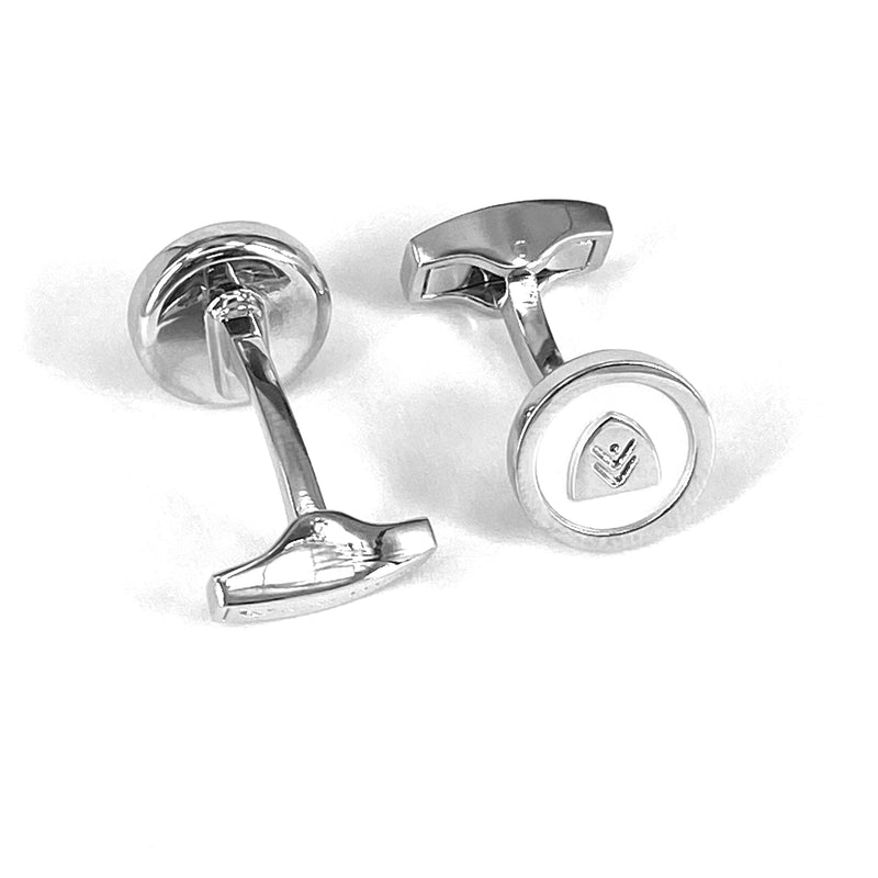 Numbers White Silver Cufflinks with Clip-On Button Covers-A.Azthom-Cufflinks.com.sg