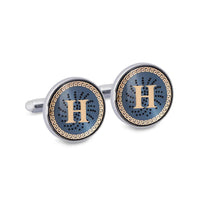 ONLINE EXCLUSIVE Gold Monogram Cufflinks with Lacquer Finish-Cufflinks.com.sg