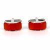 Orange rectangle fiber glass cufflinks with Silver-Cufflinks.com.sg