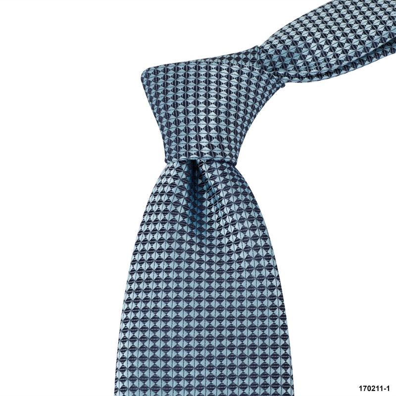 MarZthomson 8cm Teal Geometric Detail Woven Tie-Cufflinks.com.sg | Neckties.com.sg