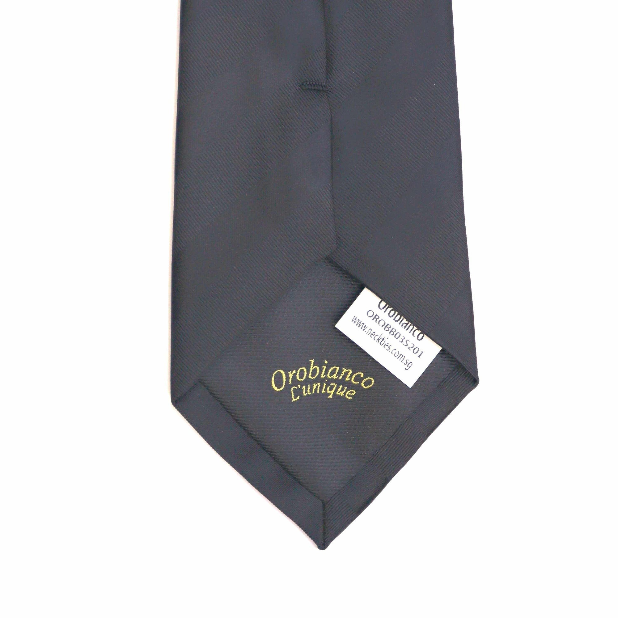 Orobianco L'unique Black Satin with Twill-Neckties-Orobianco L'unique-Cufflinks.com.sg