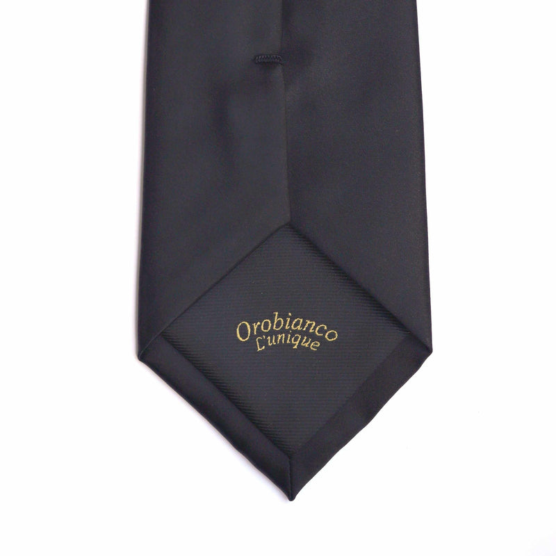 Orobianco L'unique Jacquard Satin Black Necktie-Cufflinks.com.sg | Neckties.com.sg