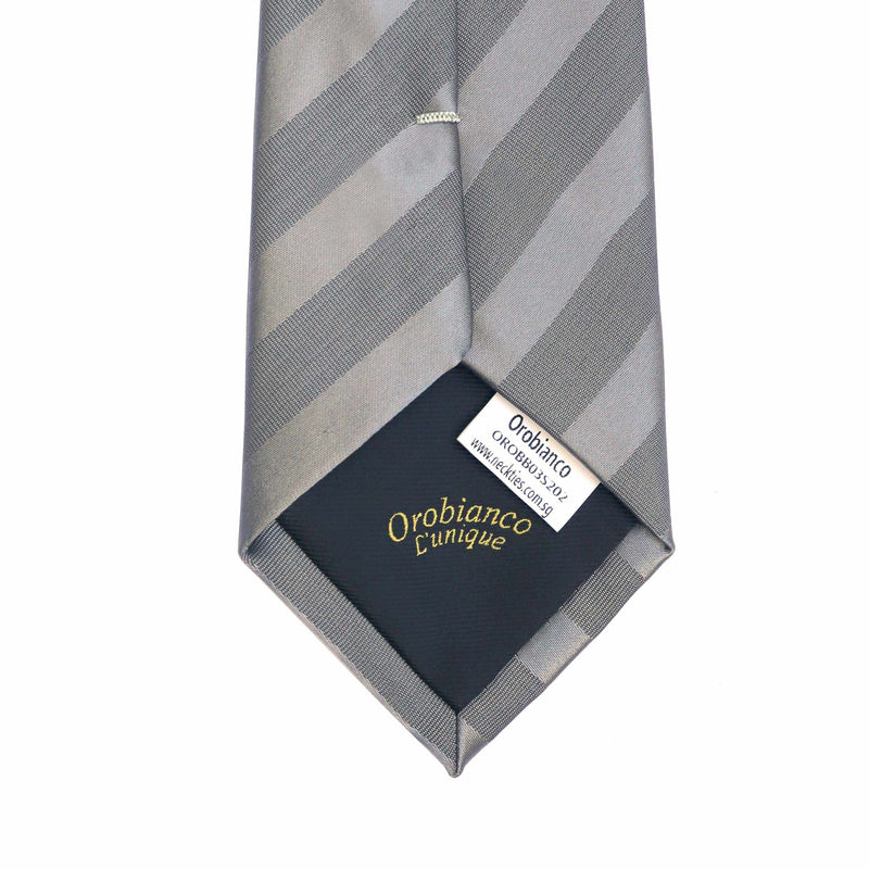 Orobianco L'unique with Grey Twill & Satin-Neckties-Orobianco L'unique-Cufflinks.com.sg
