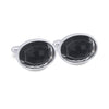 Oval Black Crystal Cufflinks-Cufflinks.com.sg