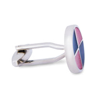Oval Quadrant in Pink & Blue Cufflinks-Cufflinks.com.sg