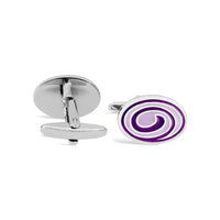 Oval Swirl Purple Enamel Cufflinks A3-Cufflinks.com.sg