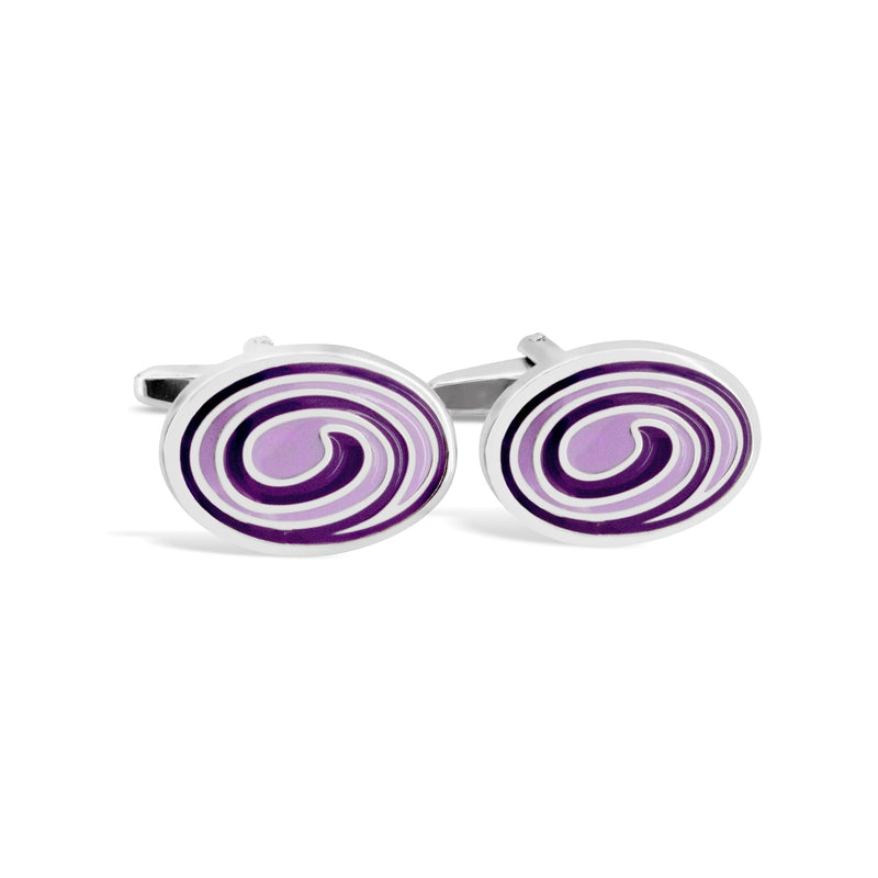 Oval Swirl Purple Enamel Cufflinks A3-Cufflinks.com.sg