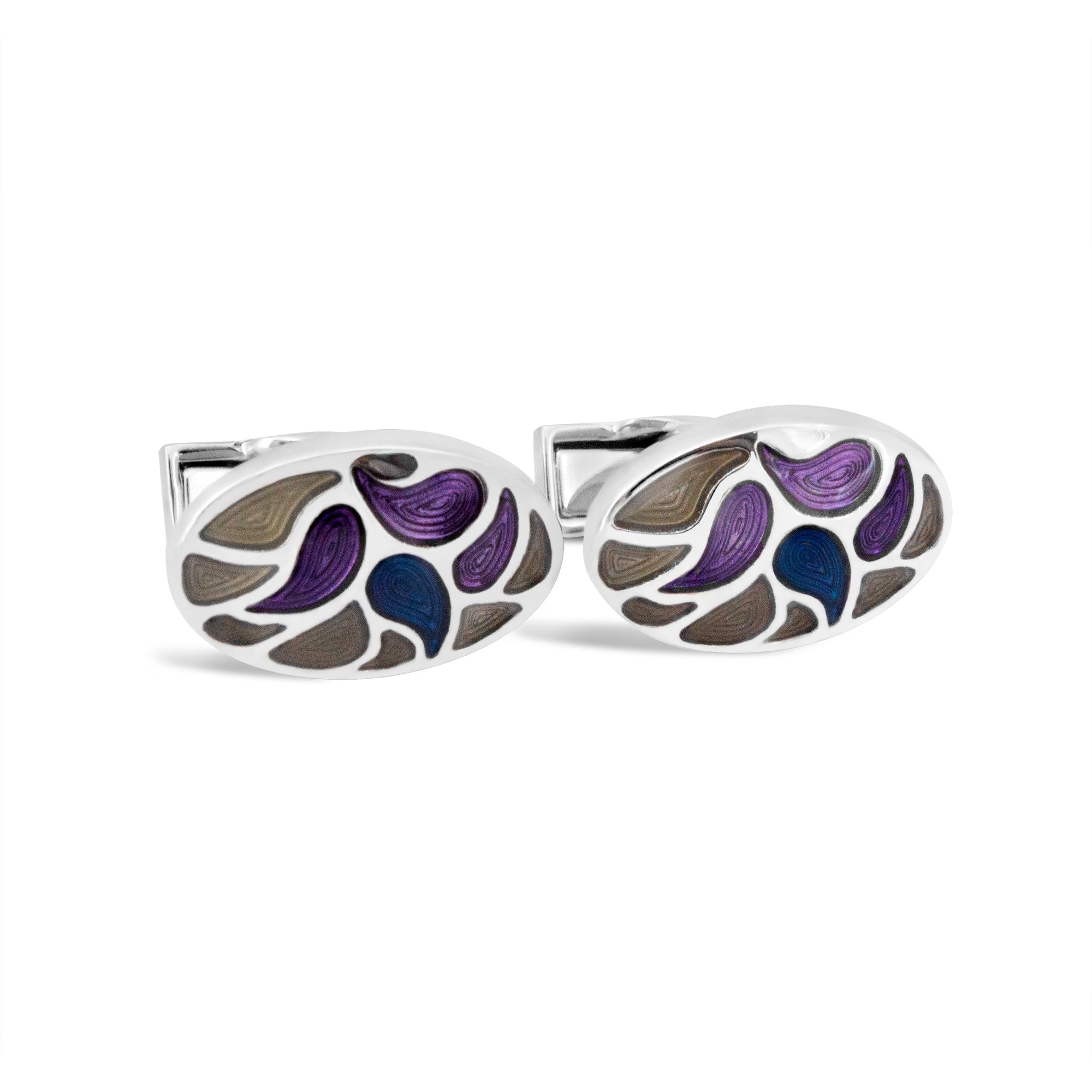 Oval Teardrop Design Cufflinks in Purple-Cufflinks.com.sg
