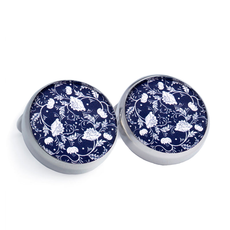 Peranakan Button Covers-Button Covers-A.Azthom-Blue-Cufflinks.com.sg