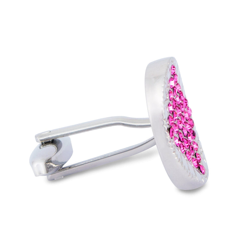 Pink Round Crystal Details Cufflinks M-Cufflinks.com.sg