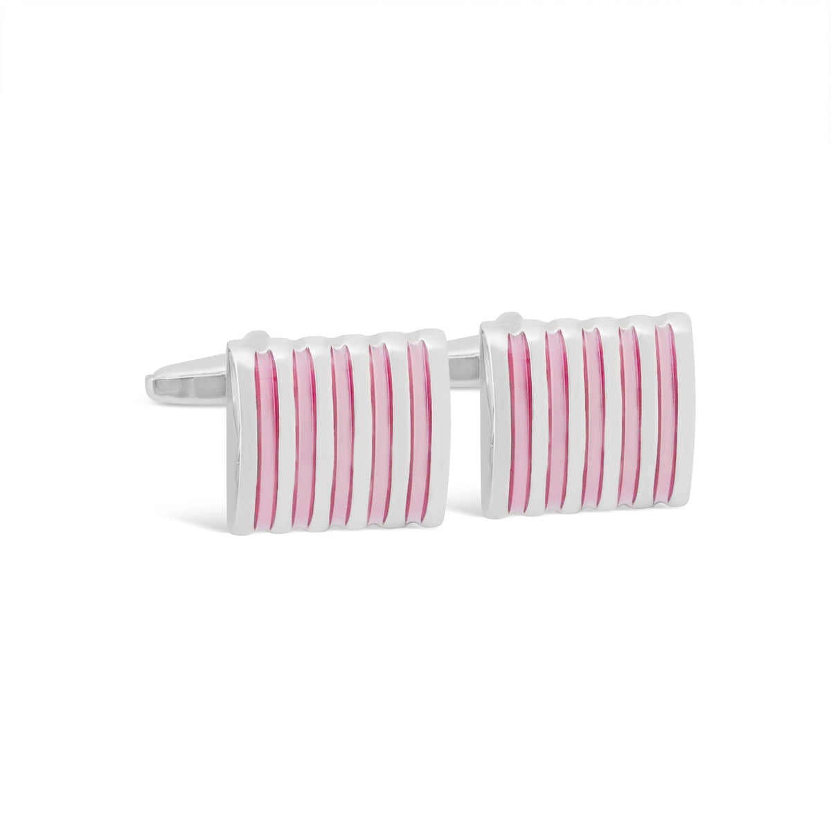 Pink & Silver Vertical Stripes Cufflink-Cufflinks.com.sg