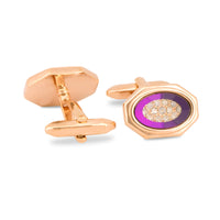 Plum Bezel Cufflinks in Rose gold with Crystal Details-Cufflinks.com.sg