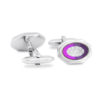 Plum Bezel Cufflinks in Silver with Crystal Details-Cufflinks.com.sg