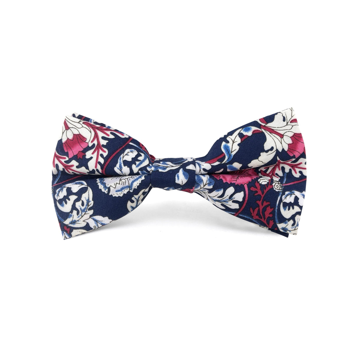 Pre-Tied Navy with White and Red Flower Cotton Bow Tie-Cufflinks.com.sg | Neckties.com.sg