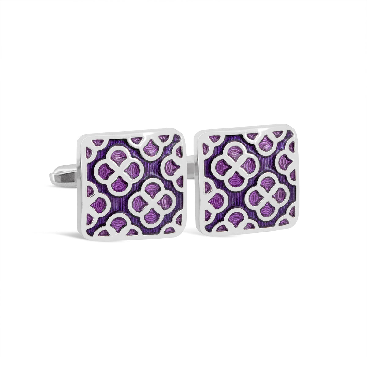 Purple Floral motif in Square Cufflinks M-Cufflinks.com.sg