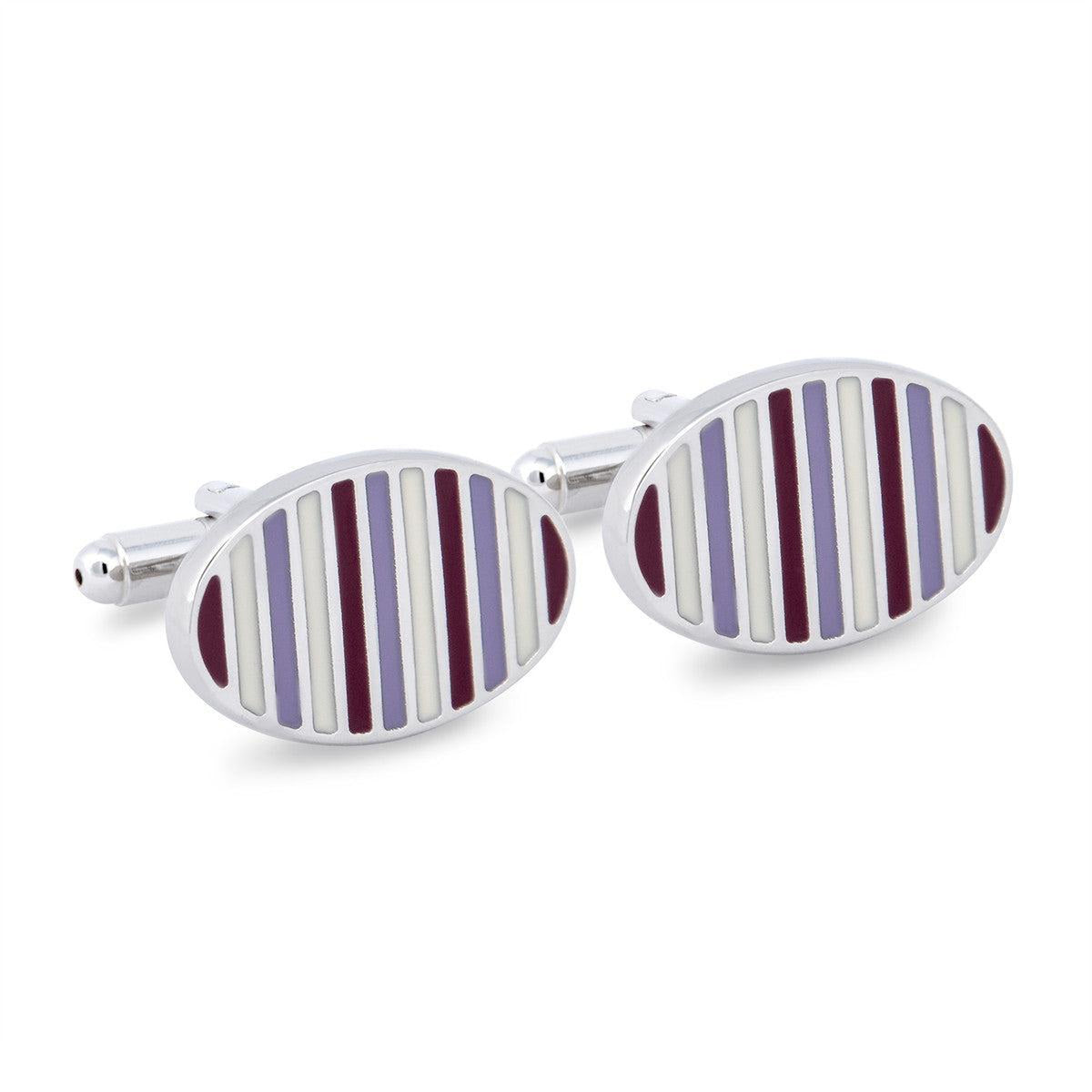 Purple Striped Cufflinks-Cufflinks.com.sg