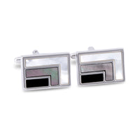 Rectangle Cufflinks with Mother of Pearl Details-Cufflinks.com.sg