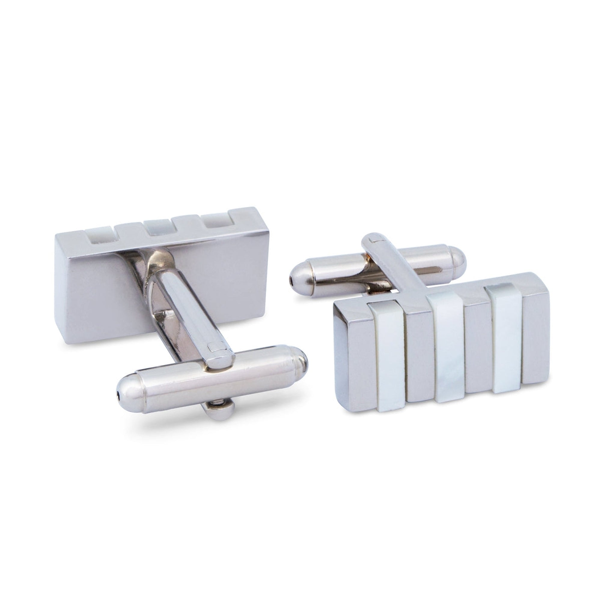 Rectangle Cufflinks with Mother of Pearl Strips-Cufflinks.com.sg