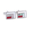 Rectangle Cufflinks with Red Enamel and Mother of Pearl Details-Cufflinks.com.sg
