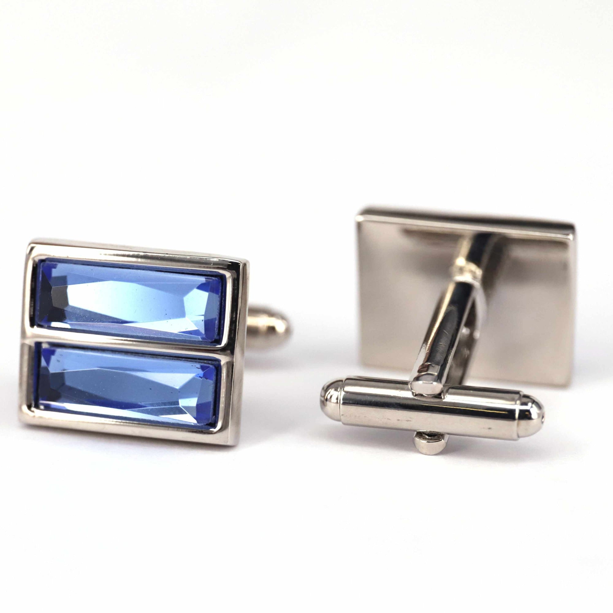 Rectangular Blue Fiber Glass Cufflinks-Cufflinks.com.sg