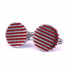 Red Horizontal Stripe Round Cufflinks-Cufflinks.com.sg
