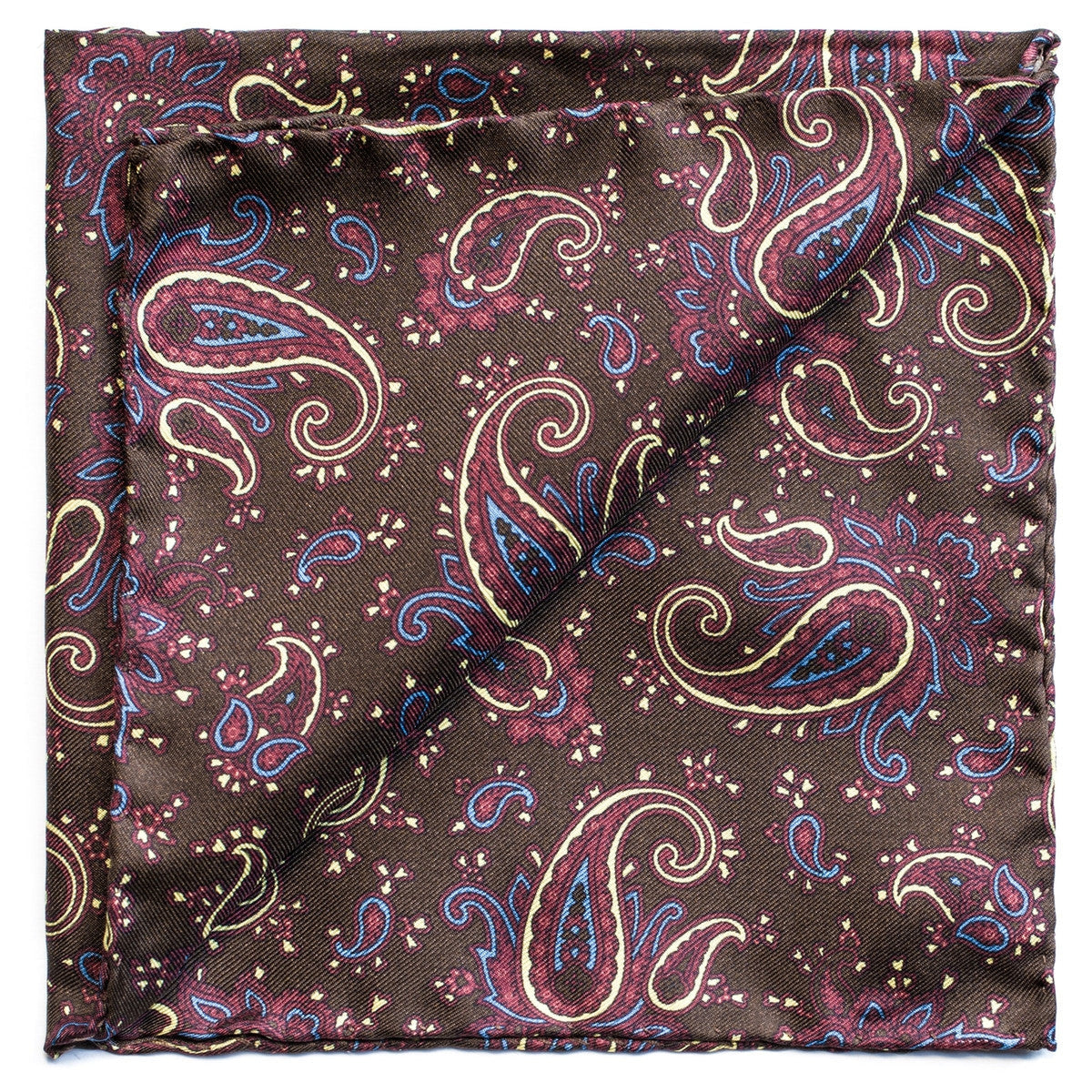 Red Paisley Brown Pocket Square-Pocket Squares-Andrew's Ties-Cufflinks.com.sg