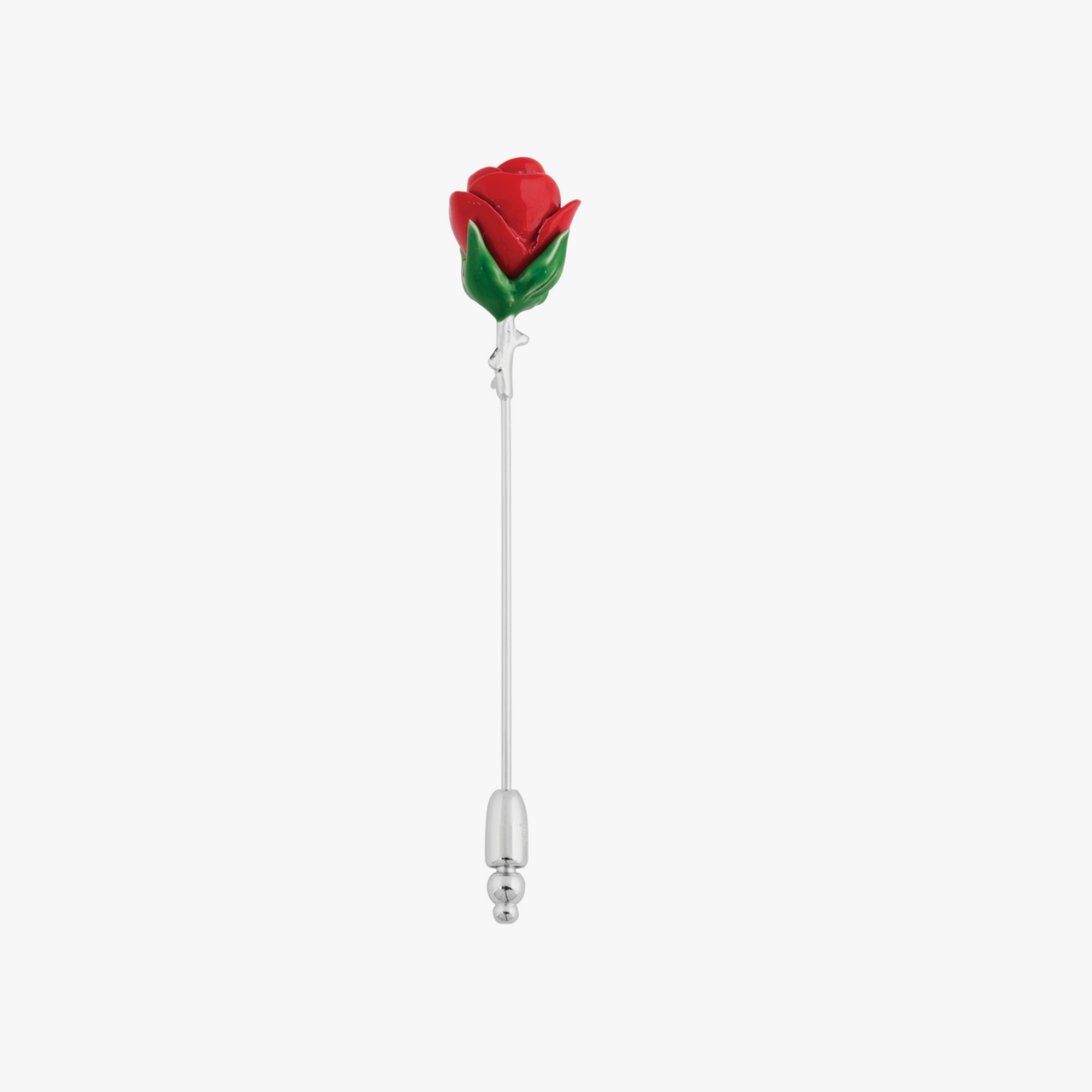 Red Rhodium Plated Rose Lapel Pin-Lapel Pin-Tateossian-Cufflinks.com.sg