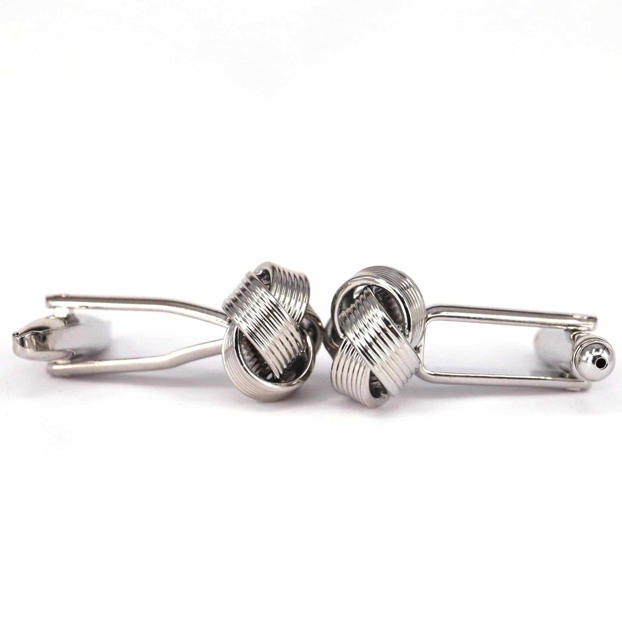 Ribbed Knot in Silver Cufflinks-Cufflinks.com.sg