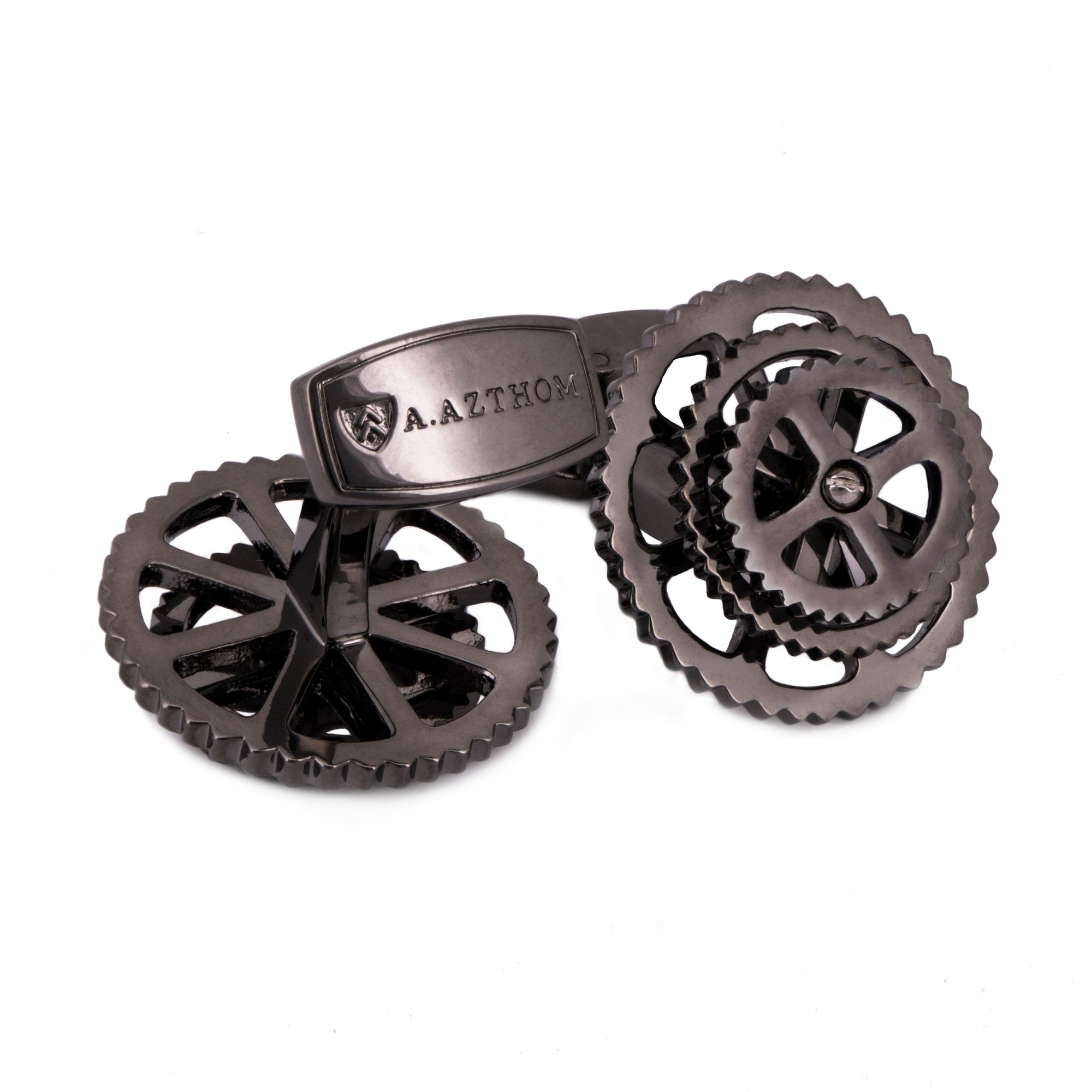 Rotatable Gunmetal Bike Gear Cufflinks-Cufflinks.com.sg