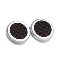 Round Black Carbon Fibre Button Covers-Button Covers-A.Azthom-Cufflinks.com.sg