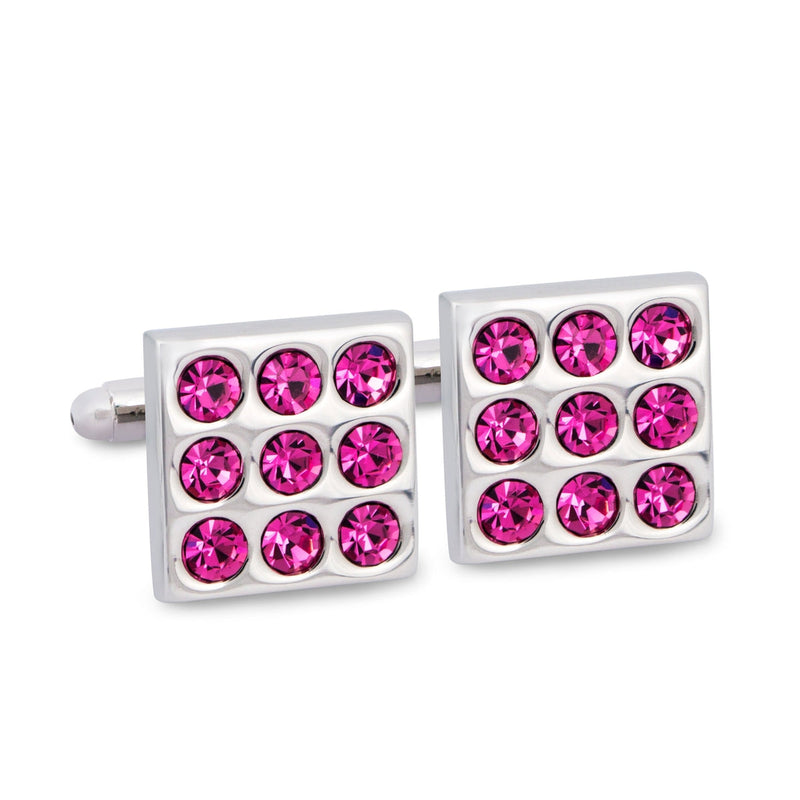 Round Crystals Cufflinks - Pink and Torquise F/M-Cufflinks.com.sg