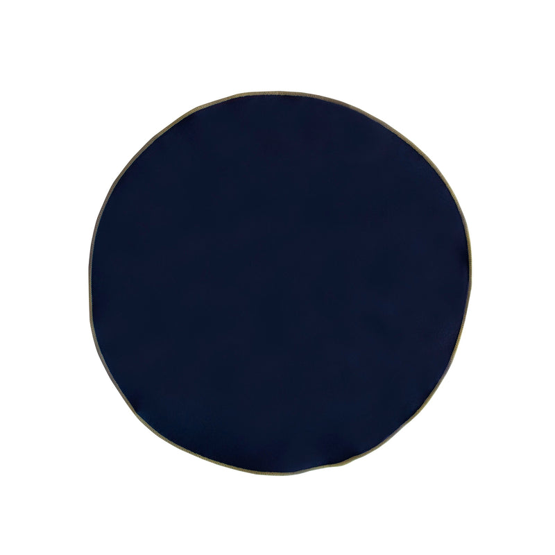 Navy Rounded Square Round Pocket Square in Navy with Light Gold Edges