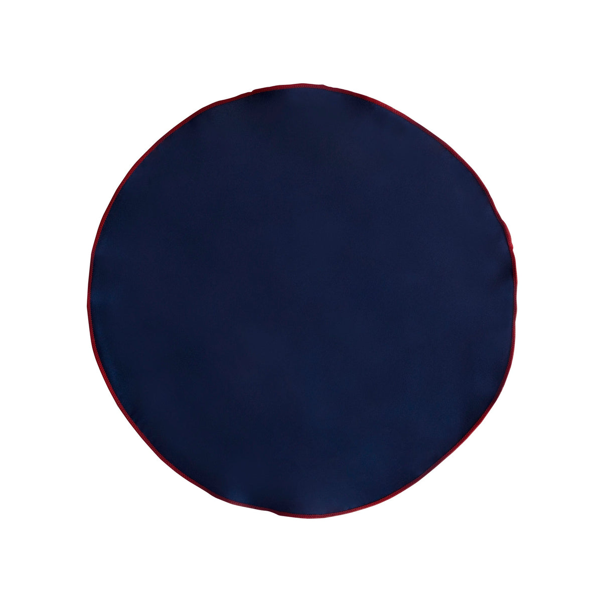 Navy Rounded Square Round Pocket Square in Navy with Red Edges