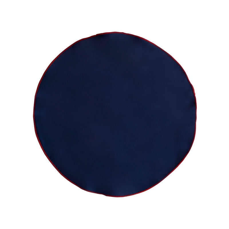 Round Pocket Square in Navy with Red Edges-Pocket Squares-MarZthomson-Cufflinks.com.sg