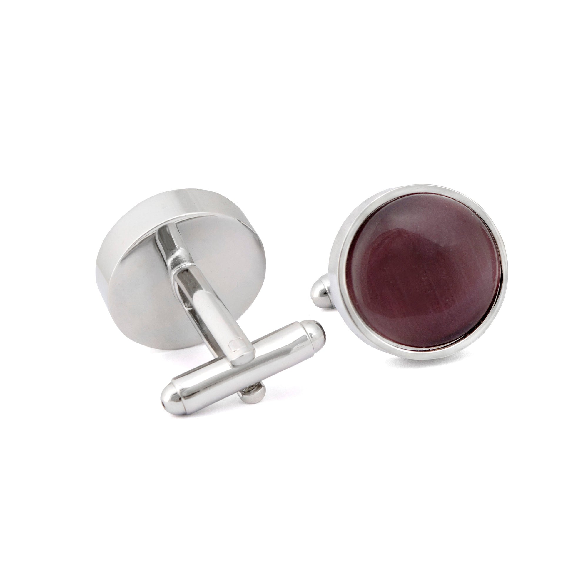 Round Purple Fibre Optic Glass Cufflinks-Cufflinks.com.sg