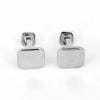 Rounded Edge Square Cufflinks in Silver with fix bar-Classic Cufflinks-MarZthomson-Cufflinks.com.sg
