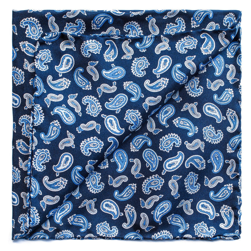 Royal Blue Paisley Silk Pocket Square-Pocket Squares-Andrew's Ties-Cufflinks.com.sg