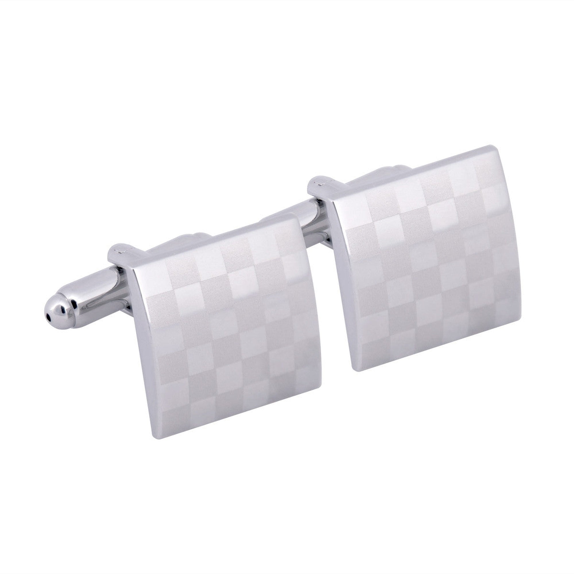 Silver Checkered Cufflinks-Classic Cufflinks-MarZthomson-Cufflinks.com.sg