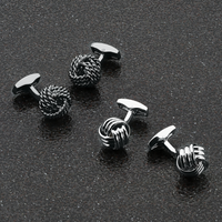 Silver Rhodium Plated Cable Knot Cufflinks-Classic Cufflinks-Tateossian-Cufflinks.com.sg