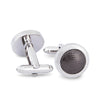 Silver Round Cufflinks with Gunmetal Micro-grids-Classic Cufflinks-MarZthomson-Cufflinks.com.sg