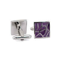 Silver with Purple Enamel Crack Design Cufflinks-Classic Cufflinks-MarZthomson-Cufflinks.com.sg