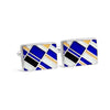 Silver with Yellow and Blue Tile Designed Cufflink-Novelty Cufflinks-MarZthomson-Cufflinks.com.sg