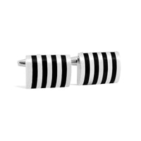 Simple Rectangle Cufflinks with Black Stripes-Cufflinks.com.sg