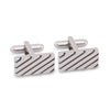 Simple Rectangle Diagonal Stripe in Silver Cufflinks-Classic Cufflinks-MarZthomson-Cufflinks.com.sg