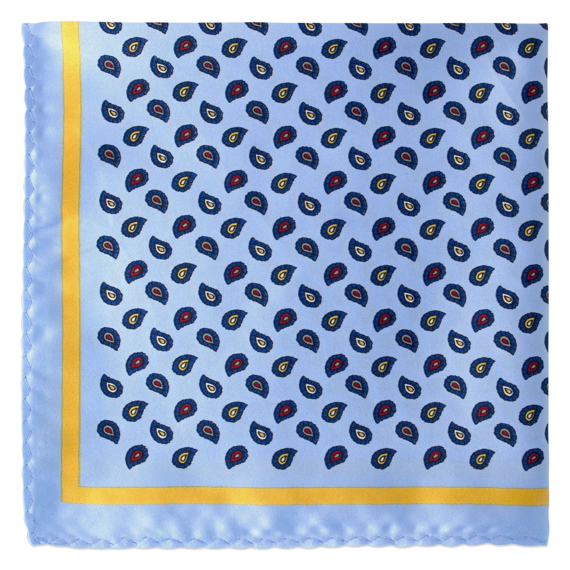 Small Paisley Design Pocket Square-Pocket Squares-MarZthomson-Light Blue-Cufflinks.com.sg