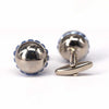 Sphere Silver Cufflinks with Blue Crystals-Cufflinks.com.sg