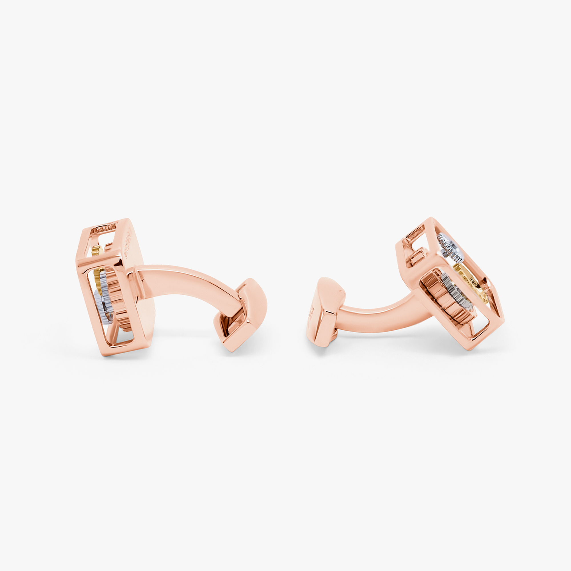 Square Gear cufflinks in rose gold plated stainless steel - Tateossian-Cufflinks.com.sg
