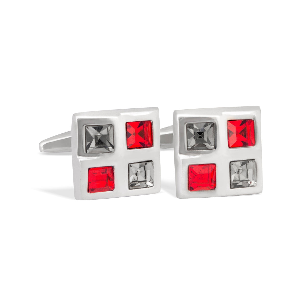 Square Window Red and White Crystals Cufflinks A13-Cufflinks.com.sg