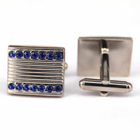 Striped Blue Crystal Cufflinks-Cufflinks.com.sg