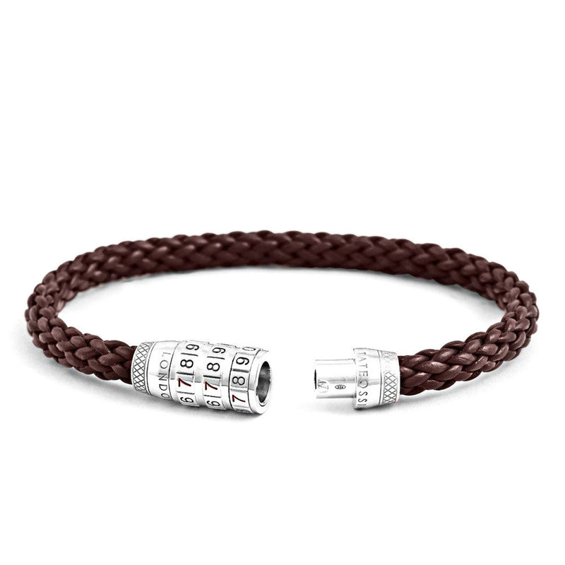 Tateossian Combination Lock 777 Silver Bracelet In Brown-Bracelets-Tateossian-Cufflinks.com.sg
